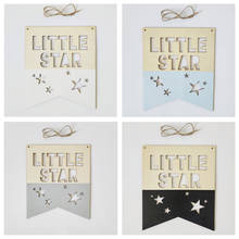 Nordic Little star Wood Chip Wall Hanging Pendant Positive Slogan Banner Garland For Kids Room Decoration Ornaments Photo Props 2024 - buy cheap