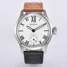 Parnis 46mm Top business style mens Watch white Dial Clock Luminous Waterproof Leather Strap Hand Winding Movement Wristwatch 2024 - buy cheap