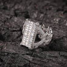 Мужское кольцо в стиле хип-хоп с фианитом класса ААА 2024 - купить недорого