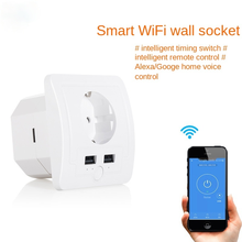 WiFi smart European standard wall socket, voice control timer switch USB German standard wall socket, support Alexa/Google Home 2024 - buy cheap