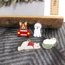 10pcs/lot Cartoon  Dog Drive Car Bear Cat Enamel Charms  Metal Gold Pendants Handmade Craft Charms for DIY Jewelry Making 2024 - buy cheap