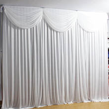 Cortina de fundo de casamento branco 3*3m com cortina swag destacável para eventos e festas 2024 - compre barato