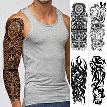 Большой рукав на руку тату Черный Племенной Тотем воин водостойкий временная татуировка наклейка глаз Роза боди-арт полное искусство тату для мужчин 2024 - купить недорого