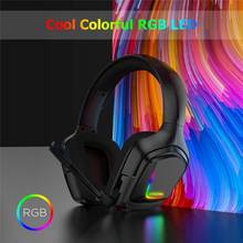 Игровая гарнитура K20 RGB, наушники с микрофоном, LED светильник, объемный звук, бас, ПК, геймерские наушники для Xbox One, PS4, телефона, ноутбука 2024 - купить недорого