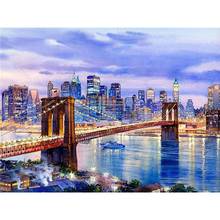 Oil Painting By Numbers City Landscape Handpainted Home Decoration Pictures By Number Night Drawing Canvas Wall Art Gift 2024 - buy cheap
