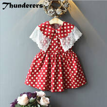Thunderers-vestido de princesa para niñas, ropa informal de manga corta con puntos de encaje, para fiesta, de verano, 3Y-7Y 2024 - compra barato