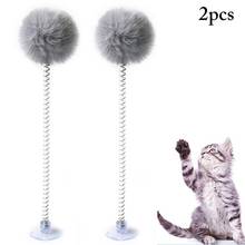 Kapmore 2Pcs/Set Cat Teaser Wand Plush Ball Bell Decor Spring Suction Cup Cat Wand Cat Interactive Toy Pet Supplies 2024 - buy cheap