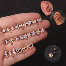 1Pc Gold Color Star Flower CZ Tragus Cartilage Stainless Steel Stud Zircon Crystal Daith Earring Helix Barbell Piercing Jewelry 2024 - buy cheap