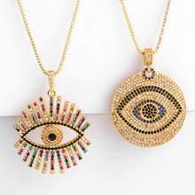 Collar de arcoíris con ojo turco para mujer, colgante de cadena larga redonda de oro de circonia cúbica, joyería de encanto, novedad de 2020 2024 - compra barato