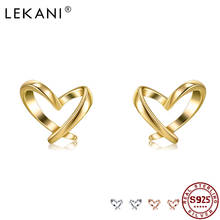 LEKANI S925 Sterling Silver Cute Heart Earrings For Women Simple Gold Color Tiny Stud Earring Fine Jewelry Engagement Gift 2024 - buy cheap