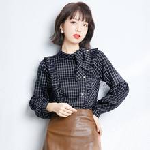 Restore Plaid Long-Sleeved Chiffon Clothes 2021 Oversize Spring Summer Style Autumn Feminina Women'S Top Blouse Fashion 2024 - buy cheap