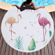 Funny Lovely Red Flamingo Series Summer Beach Towel With Tassel Microfiber Round Beach Towels With Travel Storage Bag Backpack 2024 - buy cheap