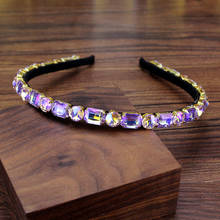 Gorgeous AB Purple Full Crystal Wedding Hairband Rhinestone Headband Women Luxurious Hair Accessories 2024 - buy cheap