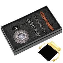 Pocket Watch Gifts Box Set Vintage Steampunk Black Case Quartz Pocket Watch Arabic-Roman Numerals Dial Pendant Chain Unisex 2024 - buy cheap