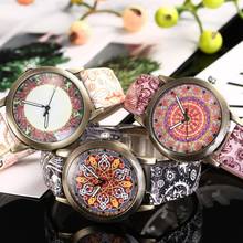 Bohemia Women Colorful Flower Pattern Round Dial Faux Leather Quartz Wrist Watch Ladies Dress Watches Gift Luxury reloj mujer 2024 - buy cheap