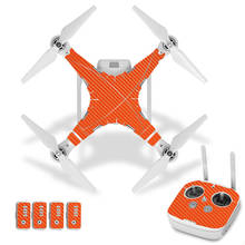 Orange Carbon Fiber Style Vinyl Skin Sticker for DJI Phantom 3 Drone And Remote Controller 0095 2024 - buy cheap