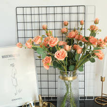 Flores de seda sintéticas com 5 pontas, arranjo de flores, haste longa, rosa falsa, decoração de parede de casamento, menina, decoração de festa em casa 2024 - compre barato