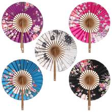 Japanese Style Sakura Flower Pocket Folding Fan Hand Round Circle fans Home Party Decor Gift 2024 - buy cheap