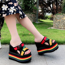 14cm super high-heel Wedges Increased ladies sandals and slippers fashion outdoor wear slippers small size Flip flop 2024 - buy cheap