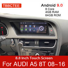 Sistema de navegação para autos, leitor multimídia, navegação gps, estéreo, monitor de toque, android 9.0, 4gb + 64gb, ideal para audi a5, b8, 8t, 2008 a 2016, mmi 2g, 3g 2024 - compre barato