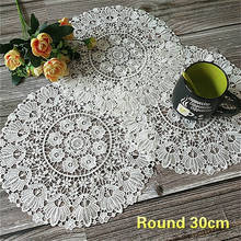 NEW European Retro Handmade Crochet Lace Round Placemat Coaster Balcony Coffee Table Mat Christmas Wedding Decoration Dust Cloth 2024 - buy cheap