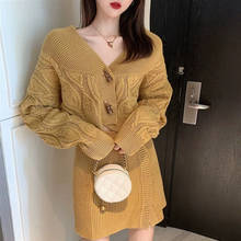 Autumn Winter Korean Knitted 2 Piece Set Women Crop Top Vintage Sweater Cardigan + Bodycon Mini Skirt Suits Two Piece Outfits 2024 - buy cheap