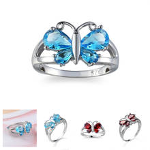 Fashion Classic Butterfly Wholesale Shiny Blue & Green Red Zircon Ring Size 6 7 8 9 10 11 Pretty Women Jewelry 2024 - buy cheap