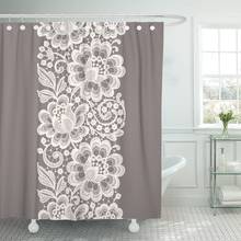 Wedding White Lace Beige Pattern Floral Flower Rose Pastel Shower Curtain Waterproof Polyester Fabric 72 x 78 Inches Set 2024 - buy cheap