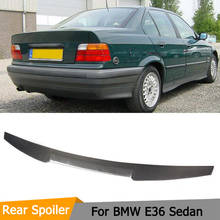 Carro traseiro tronco spoiler asa para bmw série 3 e36 sedan 1991 - 1998 de fibra de carbono traseiro tronco boot tampa asa spoiler 2024 - compre barato