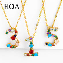 FLOLA CZ Rainbow Pendants Necklaces Women Zirconia Gold Filled Charm Necklaces Crystal Pave Digital Trendy Jewelry nkep78 2024 - buy cheap