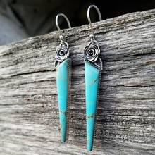 Vintage Women Rose Faux Turquoise Triangle Dangle Ear Hook Earrings Jewelry Dangle Ear Hook Earrings Jewelry Dangle Ear Hook Ear 2024 - buy cheap