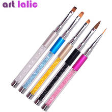 Nail Art Brush Pen Rhinestone Diamond Metal Acrylic Handle Carving Powder Gel Liquid Salon Liner Nail Brushes With Cap 2024 - buy cheap