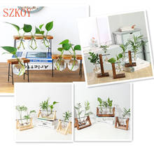 Frame Glass Vase Tabletop Terrarium Hydroponics Plant Vases Bonsai Transparent Flower Pot with Wooden Tray Home Decor 2024 - buy cheap
