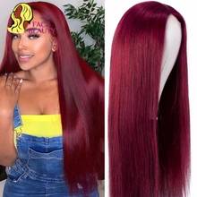 Brazilian Straight Hair 13X4 Lace Front Wig Human Hair Wigs 99J Red Burgundy Pre-Plucked Baby Hair 150% Remy Human Hair 30 inch 2024 - buy cheap