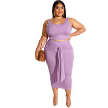 Conjuntos de talla grande para mujer, conjunto de 2 piezas 5xl, negro, rosa, morado, Sexy, conjunto de Top y falda, verano 2021 2024 - compra barato