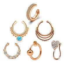 6pc/set Fake Septum Ring Clip On Nose Rings Hoop Set Faux Non-Pierced Nose Septum Ring No Piercing Body Jewelry 2024 - buy cheap