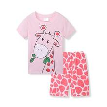 Hot Sale Children Cartoon Giraffe Pyjamas Set Girls Cotton Short Sleeves Pajamas Kids Baby Home Wear Sleepwear Clothes PJS 2024 - buy cheap