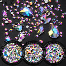 HNUIX-caja de diamantes de imitación 3D mezclados para decoración de uñas, gemas de cristal, joyas doradas AB, piedras brillantes, charm de cristal, accesorios de manicura, 1 caja 2024 - compra barato