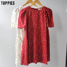 toppies polka dot mini dress womens summer dress short sleeve lace-up waist slim vestidos 2020 2024 - buy cheap
