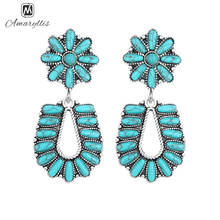 Amaiyllis Bohemia Stone Chandelier Earrings For Women Vintage Geometric Statement Stud Earrings Ethnic Flower Pendant Earrings 2024 - buy cheap