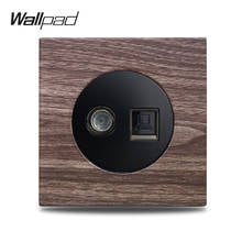 Wallpad L6 Aluminum Wood Panel TV Television & PC Computer Data CAT6 Ethernet RJ45 Socket Wall Wiring Outlet 2024 - buy cheap