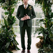 Terno masculino customizado, 3 peças, casaco, calça, design, verde, baile, casamento, smoking, traje para homens, jaqueta + calça + colete 2024 - compre barato