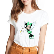 Camisa da disney meninas branco bonito minnie mouse cos sininho impresso topo roupas femininas verão kawaii harajuku t-shirts dropship 2024 - compre barato