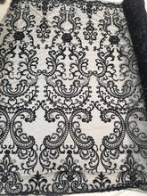 Тюлевая кружевная ткань, черная, с вышивкой бисером, в африканском стиле, французская сетка, для платьев, вечерних платьев, 5 ярдов 2024 - купить недорого