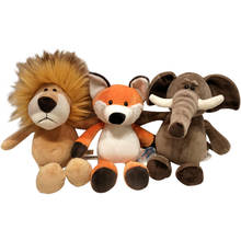 Милые плюшевые животные, 25 см, плюшевая игрушка, енот, слон, жираф, лиса, Лев, тигр, обезьяна, собака, плюшевые игрушки-животные, детские мягкие игрушки 2024 - купить недорого