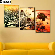 newest 5D Diy Diamond Painting Maple tree leaf Landscape Full square round Rhinestone decoration autumn art 3 pcs set painting 2024 - buy cheap