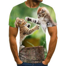 2021 novo estilo masculino/feminino moda legal camiseta dois gatos impressão 3d camiseta verão de manga curta camiseta masculina/feminina xx 2024 - compre barato