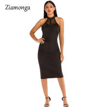 Ziamonga-vestido Bandage ajustado para mujer, vestido negro sin mangas, hasta la rodilla, para fiesta de celebridades, 2020 2024 - compra barato