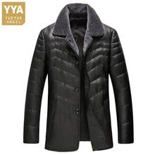 Winter Casual Thick Wool Collar Lapel Men Sheepskin Jackets High Quality Genuine Leather Medium Length Male Warm Coats Plus Size 2024 - buy cheap