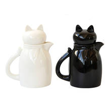 Cat Ceramic Milk Jugs with Lid Lovely Cartoon Milk Cream Cup Coffee Creamer Latte Art Pitcher Kitchen Accessories Coffeeware 2024 - buy cheap